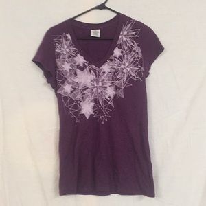 Woman’s Purple Knit Top With Star Design Size L
